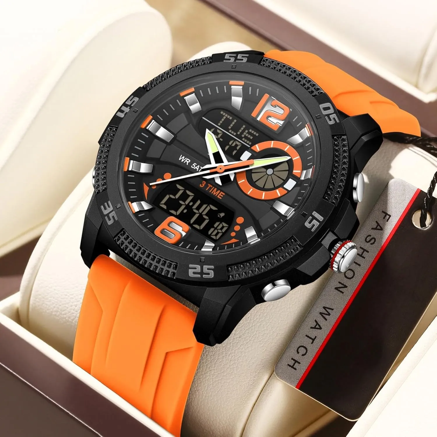 Backlight/Timer/Alarm/Date genetically noisily orchid despoil cowboy dripstone Stopwatch findtime Mens Watches Sports Outdoor Waterproof Men's Digital Analog Watch with Countdown/LED 