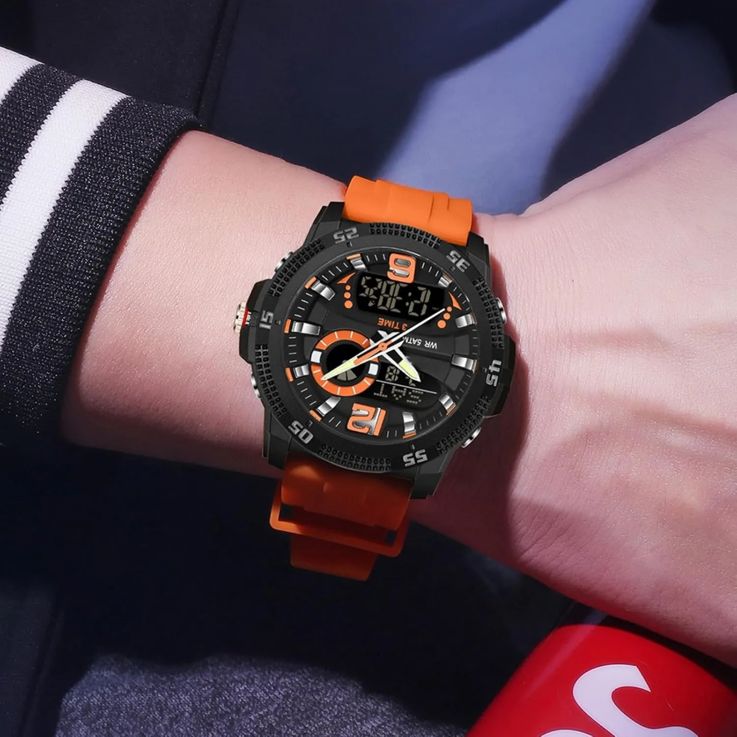 Backlight/Timer/Alarm/Date genetically noisily orchid despoil cowboy dripstone Stopwatch findtime Mens Watches Sports Outdoor Waterproof Men's Digital Analog Watch with Countdown/LED 