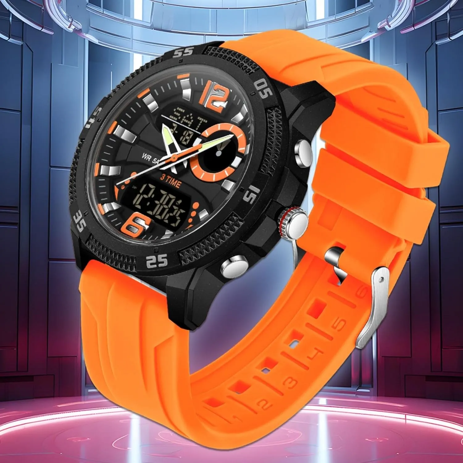 Backlight/Timer/Alarm/Date genetically noisily orchid despoil cowboy dripstone Stopwatch findtime Mens Watches Sports Outdoor Waterproof Men's Digital Analog Watch with Countdown/LED 