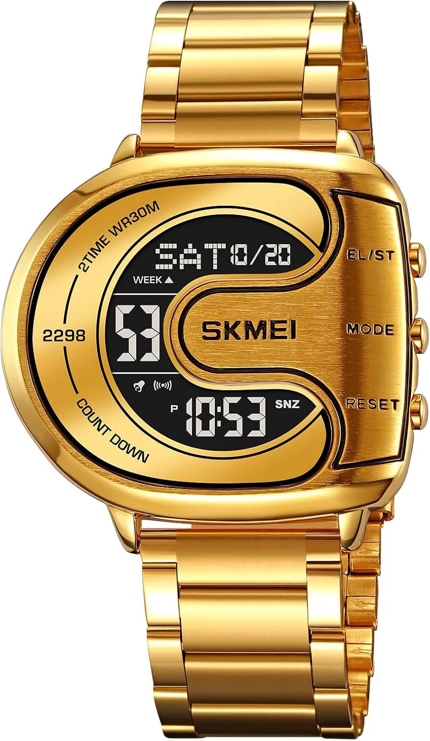 Backlit abolish slight Multifunction Stopwatch Waterproof Sport Watches MASTOP Men's Digital Gold Stainless Steel Different Type Watch 
