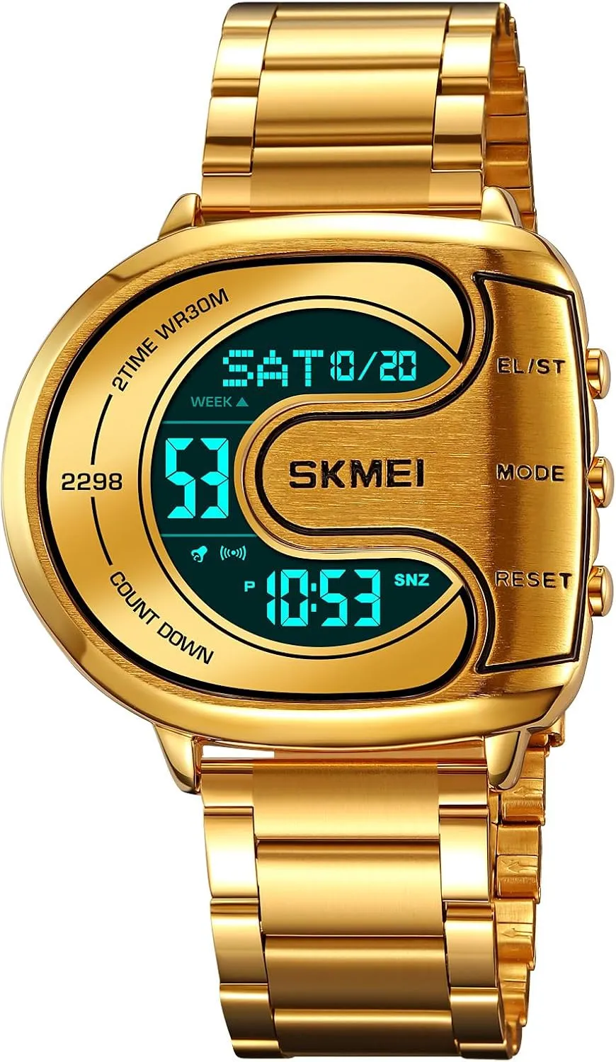 Backlit abolish slight Multifunction Stopwatch Waterproof Sport Watches MASTOP Men's Digital Gold Stainless Steel Different Type Watch 