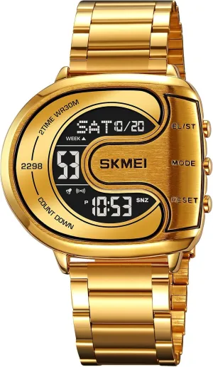 Backlit abolish slight Multifunction Stopwatch Waterproof Sport Watches MASTOP Men's Digital Gold Stainless Steel Different Type Watch 