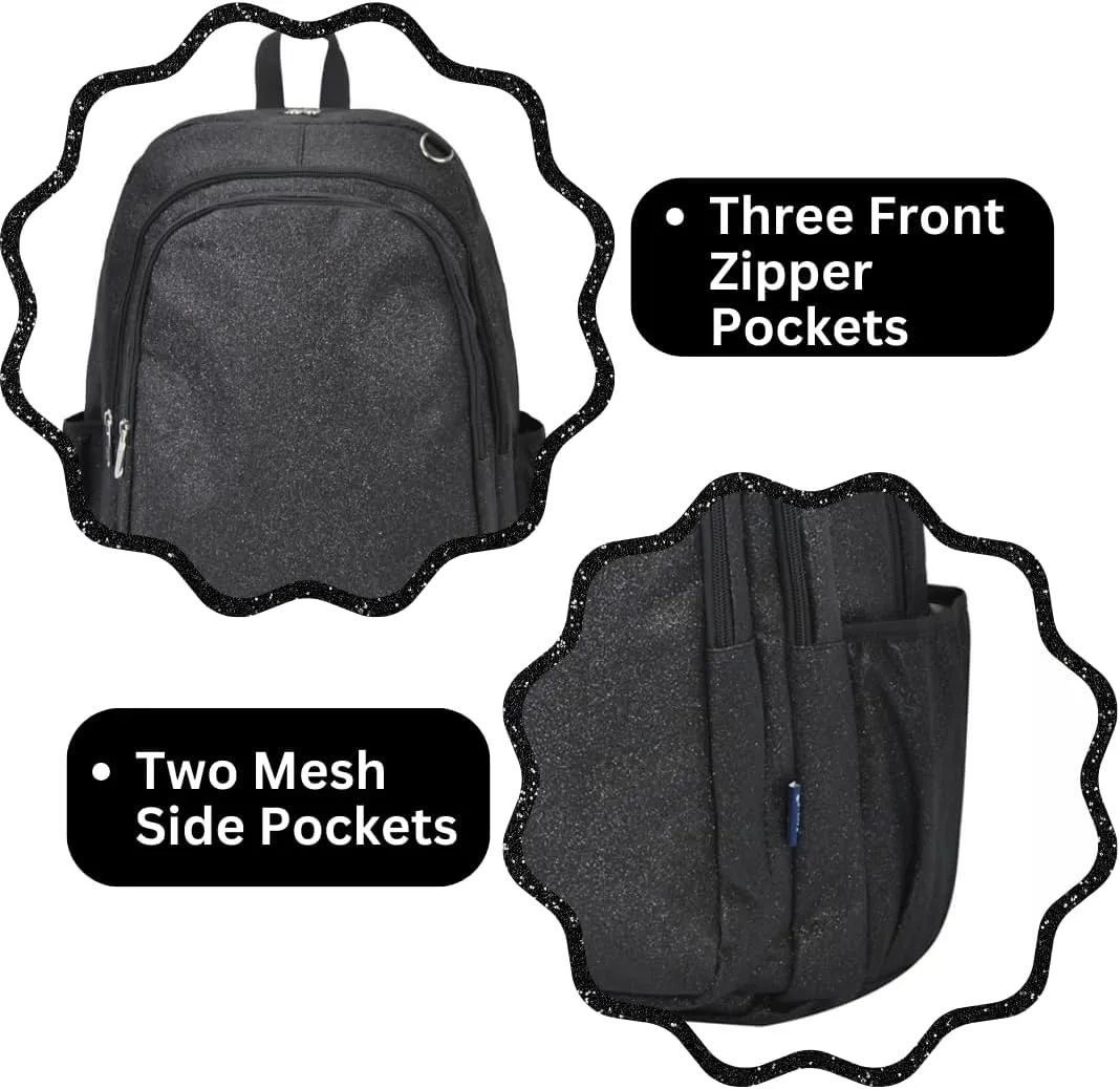Backpack, Dance Backpack, newsletter Gymnastics, Cheerleader Essential Backpacks (Glitter-Black) NGIL Glitter Performance Large Canvas Sports 