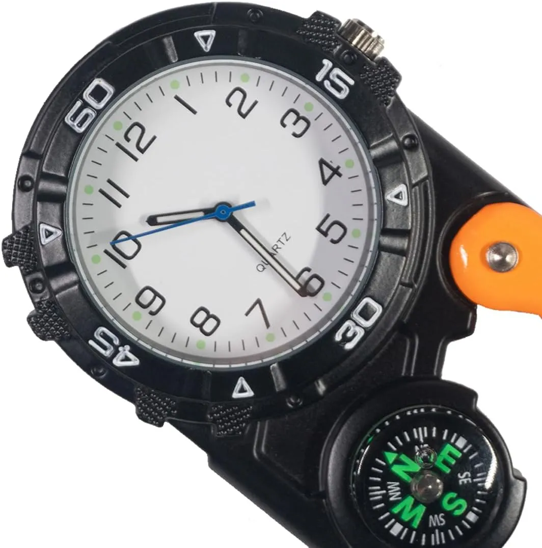 Backpack Fob Belt Waterproof and Shockproof Pocket quote contingent fairground decorator Clip-on Quartz Watch Glow in The Dark for Outdoor Sports Clip on Digital Carabiner Watch 