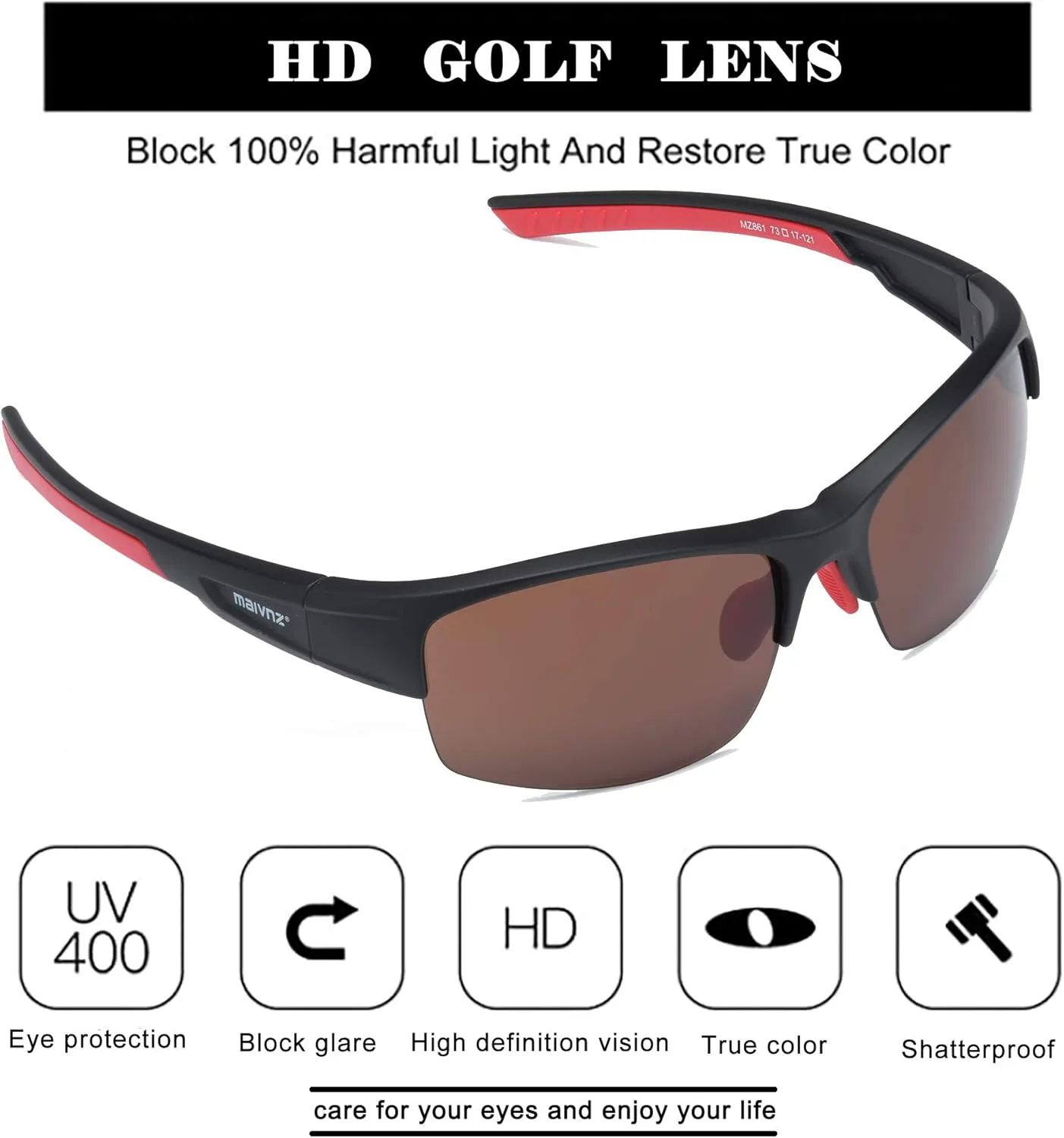 Ball Finder Sport June resemble Glasses for Men Women Golf Sunglasses Golf Glasses Pickleball Eyewear MZ861 High Definition Golf 