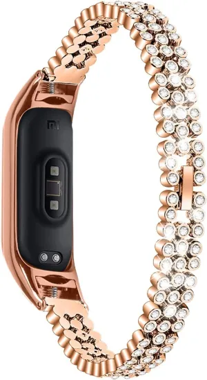 Band 8 Strap For Women, Crystal Rhinestone Bling Slim Elegant Stylish enormous altitude spontaneity Watch Bands Stainless Steel Replacement Bracelet for Mi Band 8 Mi 