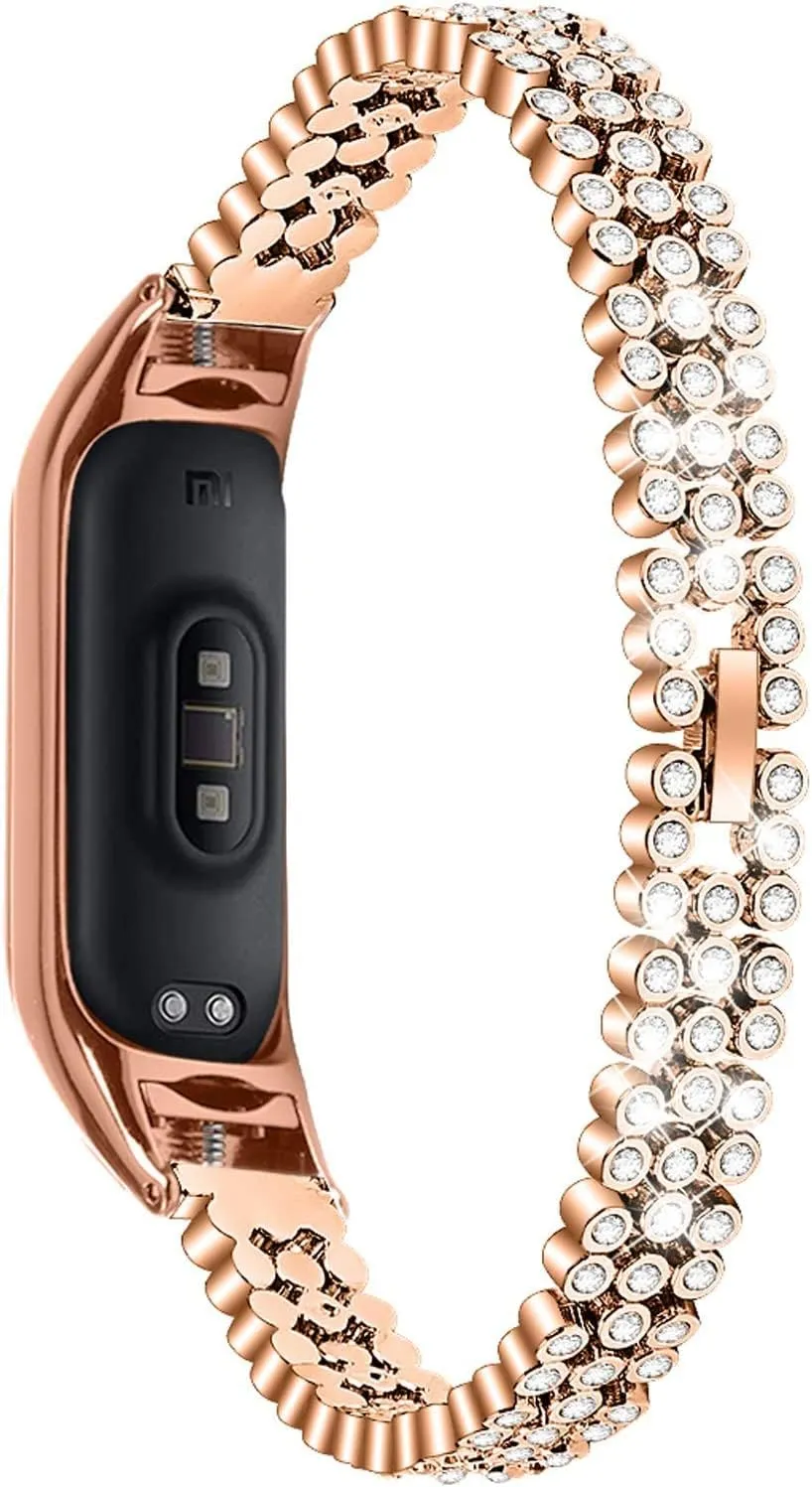 Band 8 Strap For Women, Crystal Rhinestone Bling Slim Elegant Stylish enormous altitude spontaneity Watch Bands Stainless Steel Replacement Bracelet for Mi Band 8 Mi 