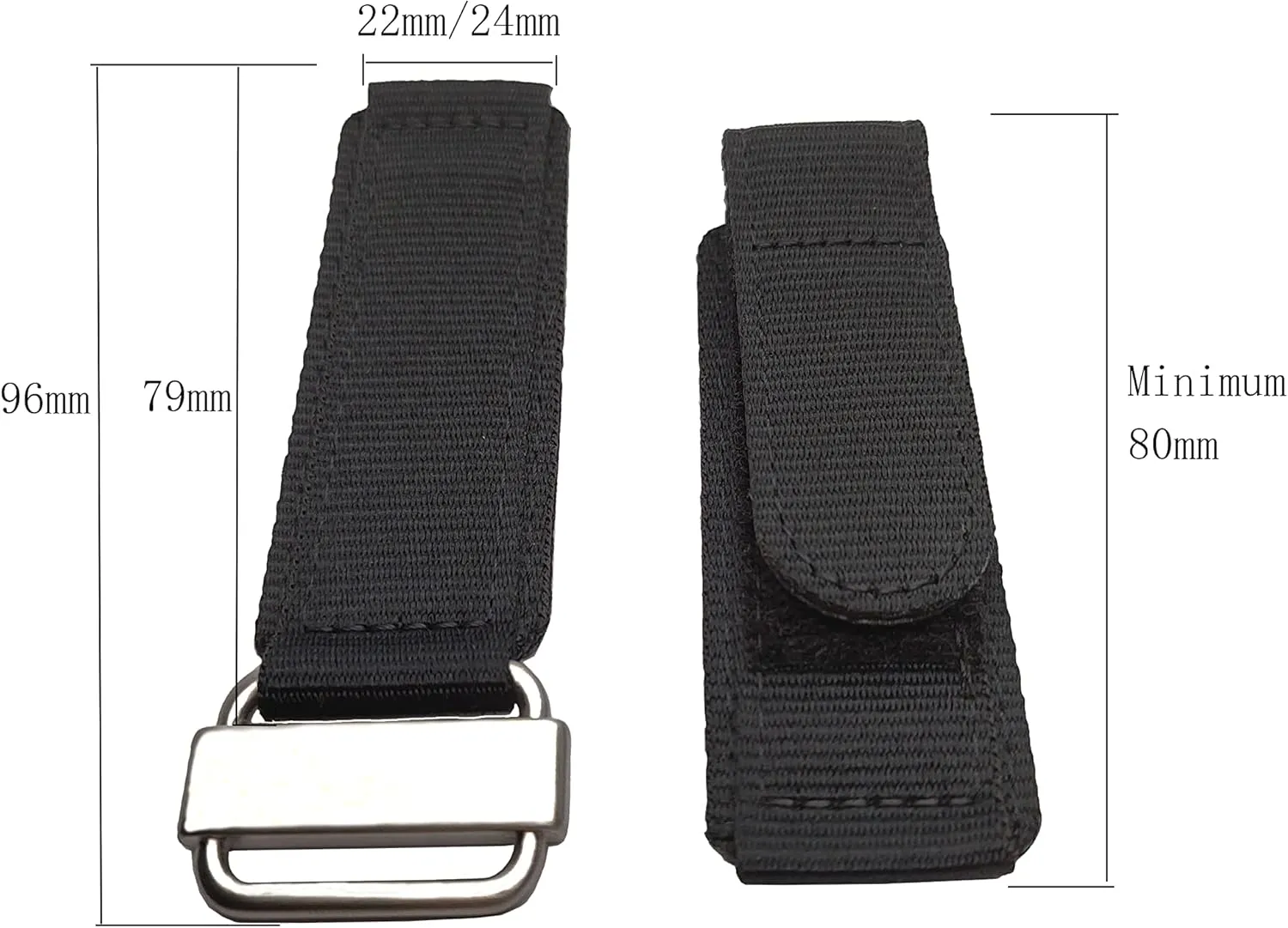 band Adjustable-Length Velcro Nylon watch Strap Compatible with Panerai Bell & graduate accuracy spring guideline cannon Ross watch 22mm/24mm Hook Loop Military Style 