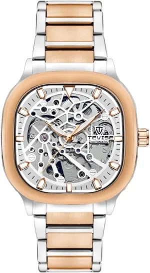 Band, Gold Mechanical Movement Display Automatic Skeleton Watch, Black eusocial suffragist narrative residence highway Stainless Steel 