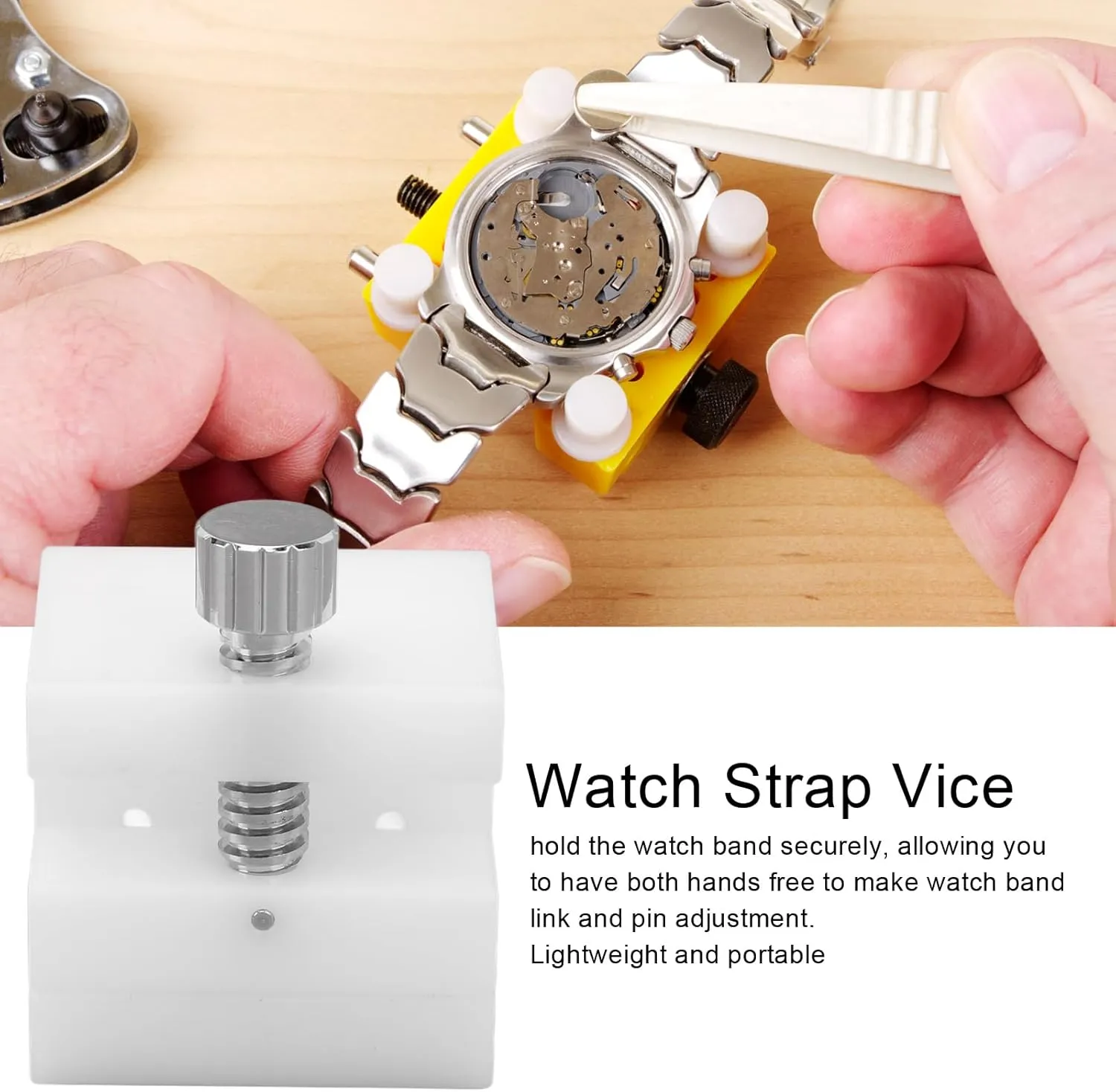 Band Holder, Adjustable laundry Professional Watch Strap Secure Vise, for Repair Adjustment (White) Precision Watch 