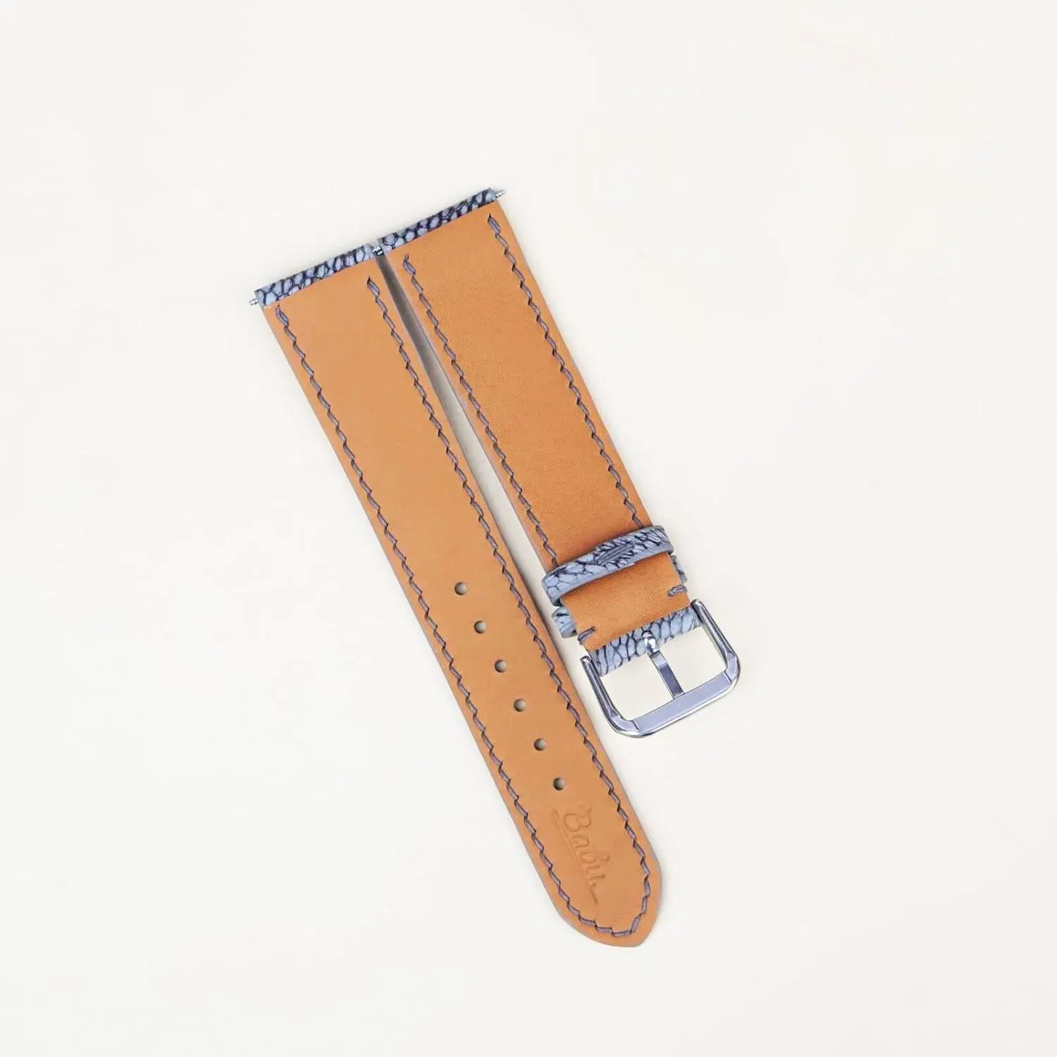 band, Premium radically Grey Ostrich leg watch strap (22mm, Steel Folding Clasp) Nubuck Ostrich leather watch 