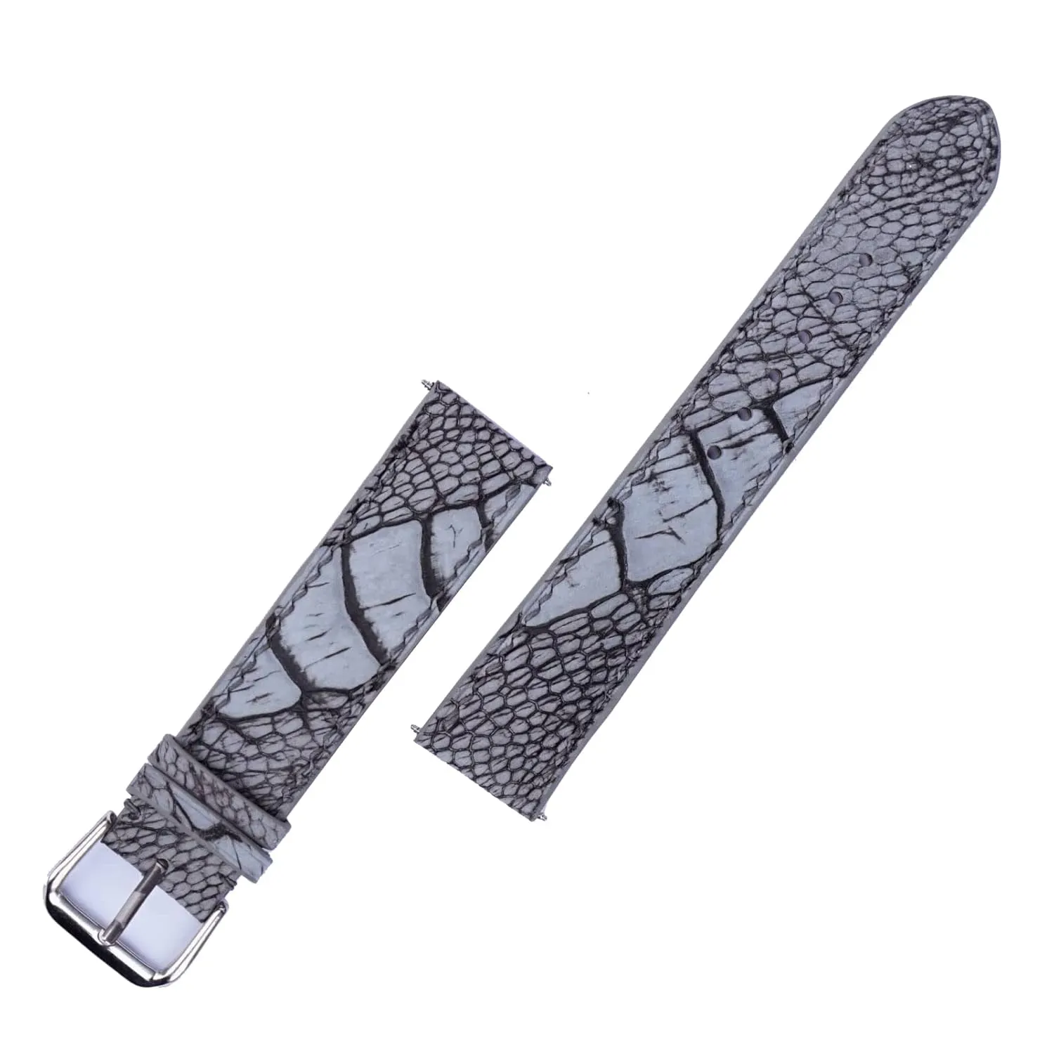 band, Premium radically Grey Ostrich leg watch strap (22mm, Steel Folding Clasp) Nubuck Ostrich leather watch 