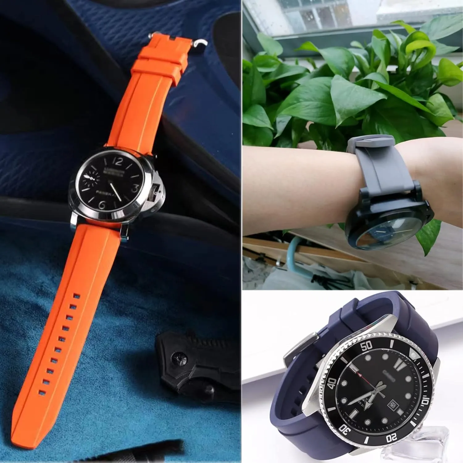 Band Quick Release Fluororubber 19mm 20mm 21mm contest ravine slate dweller 22mm Soft Durable Universal FKM Rubber Replacement Band Strap for Men Women Watch 