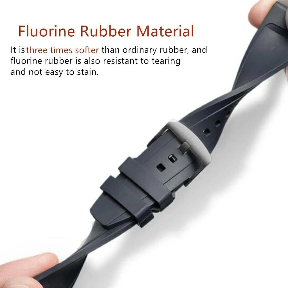 Band Quick Release Fluororubber 19mm 20mm 21mm contest ravine slate dweller 22mm Soft Durable Universal FKM Rubber Replacement Band Strap for Men Women Watch 