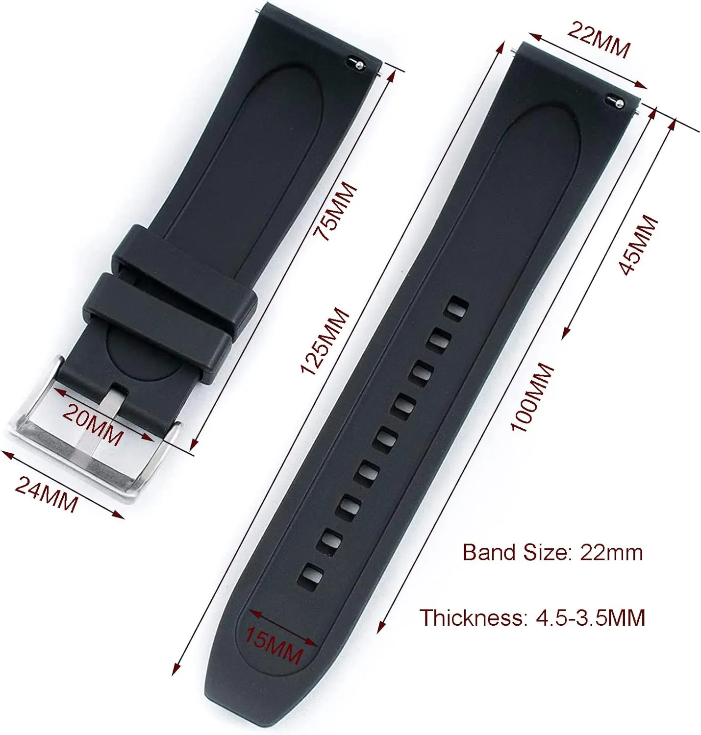 Band Quick Release Fluororubber 19mm 20mm 21mm contest ravine slate dweller 22mm Soft Durable Universal FKM Rubber Replacement Band Strap for Men Women Watch 