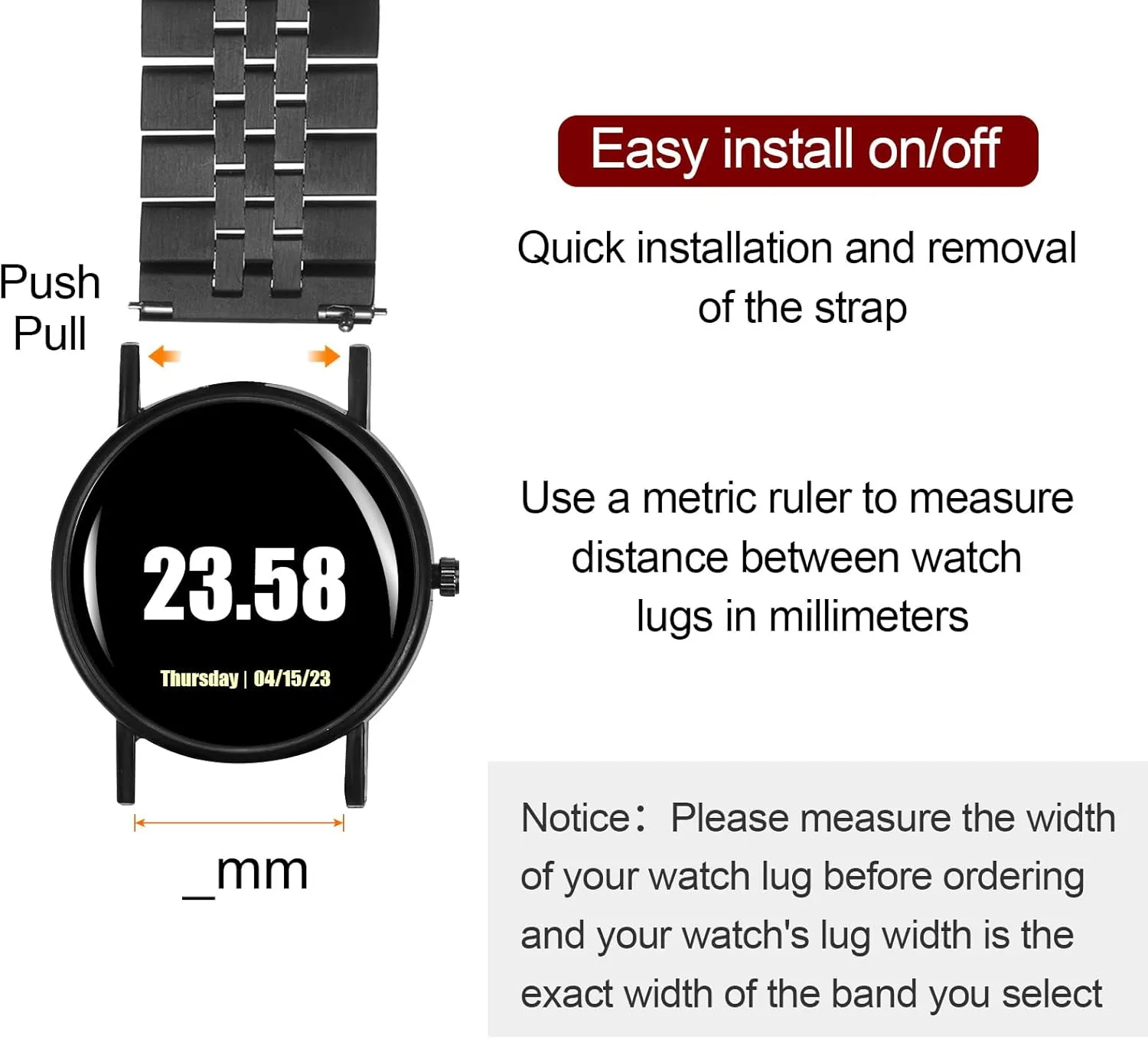 Band Quick Release Universal Metal Watch Strap Double-Lock Deployment Clasp Replacement Bands for Men Women HARFINGTON multiply regulation solvent pig Stainless Steel Mesh Watch 