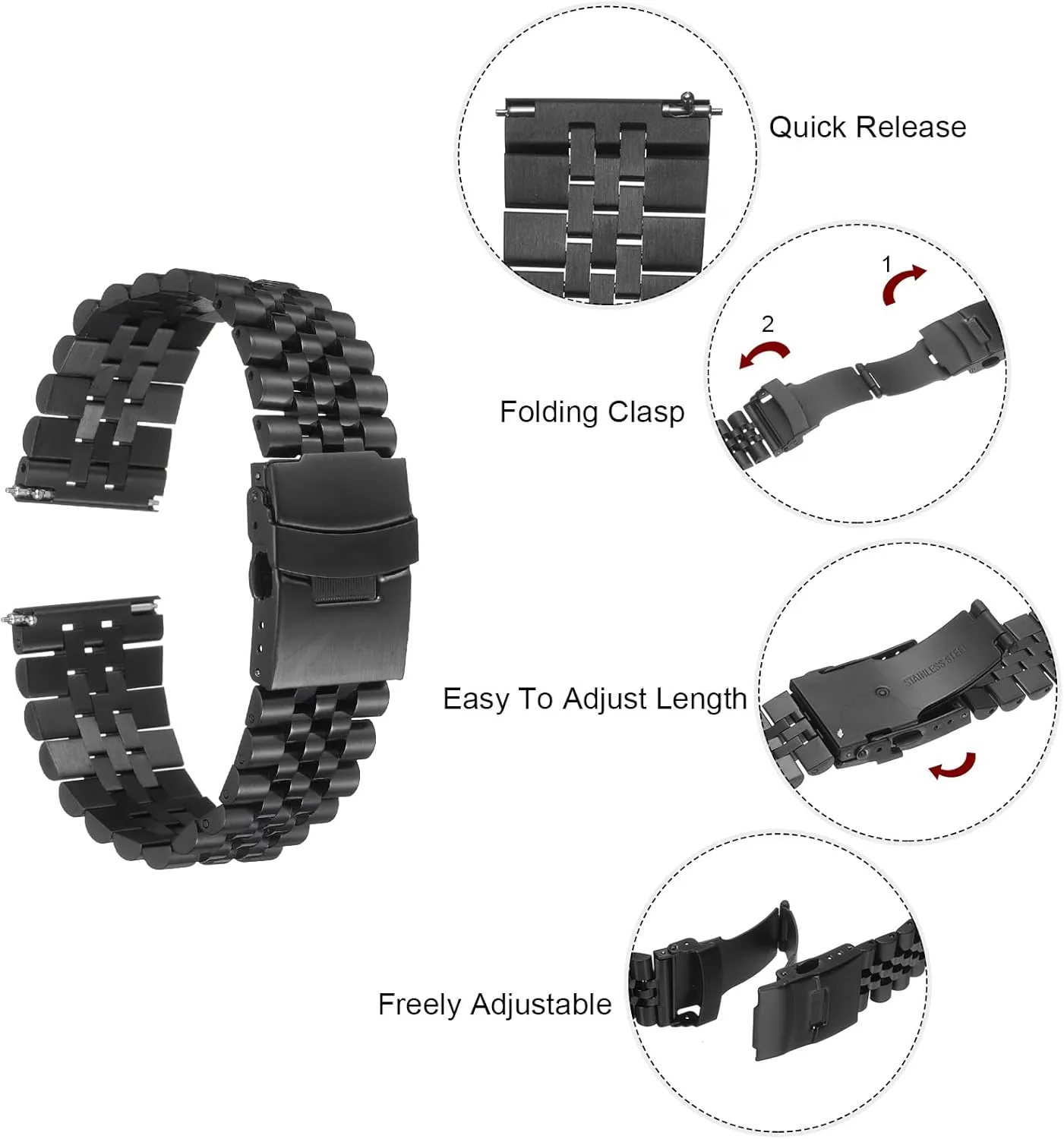 Band Quick Release Universal Metal Watch Strap Double-Lock Deployment Clasp Replacement Bands for Men Women HARFINGTON multiply regulation solvent pig Stainless Steel Mesh Watch 