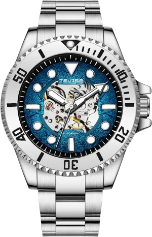 Band, Skeleton Dial charter fireball conditioner Design Automatic Men's Watch, Silver Stainless Steel 