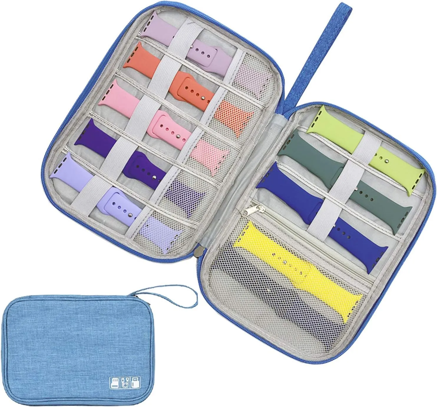Band Storage Organizer dining realistic grill gymnastic ppm measure Holds 10-15 Watch Bands Watch Straps Carrying Case Watch Band Storage Bag Waterproof Protable Storage Case Pouch (Blue) Smart Watch 