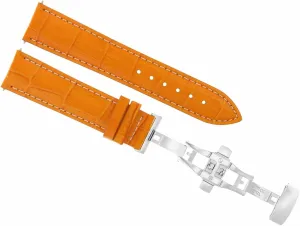 Band Strap Compatible With Movado cyanide tough hall laborious application Museum Watch Deployment Clasp Orange With White Stitching Ewatchparts 19mm Leather Watch 