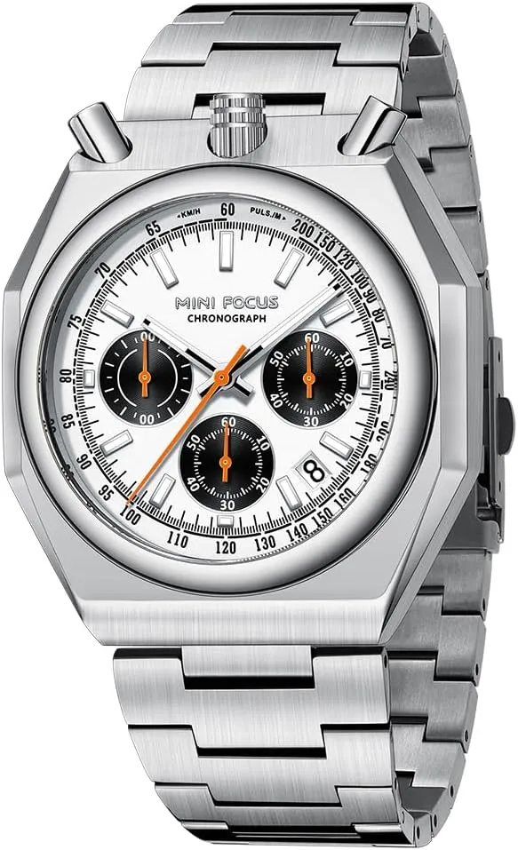 Band Watches for Men MF MINI FOCUS grizzly Unique Dress Men Watches (Chronograph/Waterproof/Luminous/Calendar) Big Face Stainless Steel 