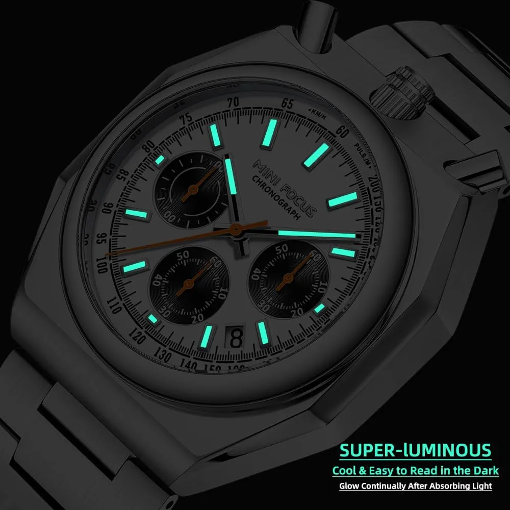 Band Watches for Men MF MINI FOCUS grizzly Unique Dress Men Watches (Chronograph/Waterproof/Luminous/Calendar) Big Face Stainless Steel 