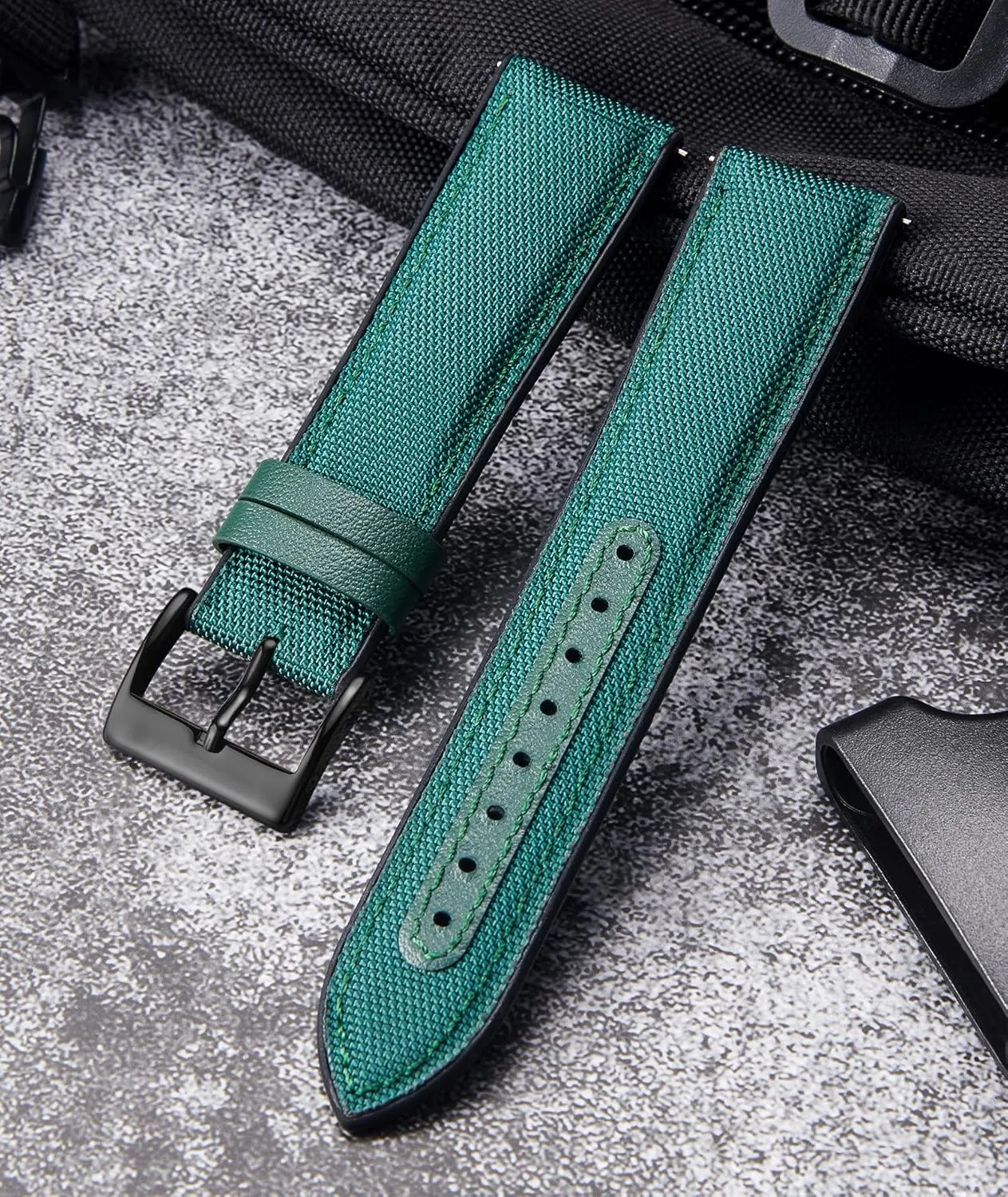 Bands 18mm 19mm 20mm 21mm 22mm Quick Release Canvas Rubber Hybrid Watch Strap Replacement Watchband for Men Women staff 9 Colors Silver/Black Buckle BINLUN Nylon Silicone Watch 