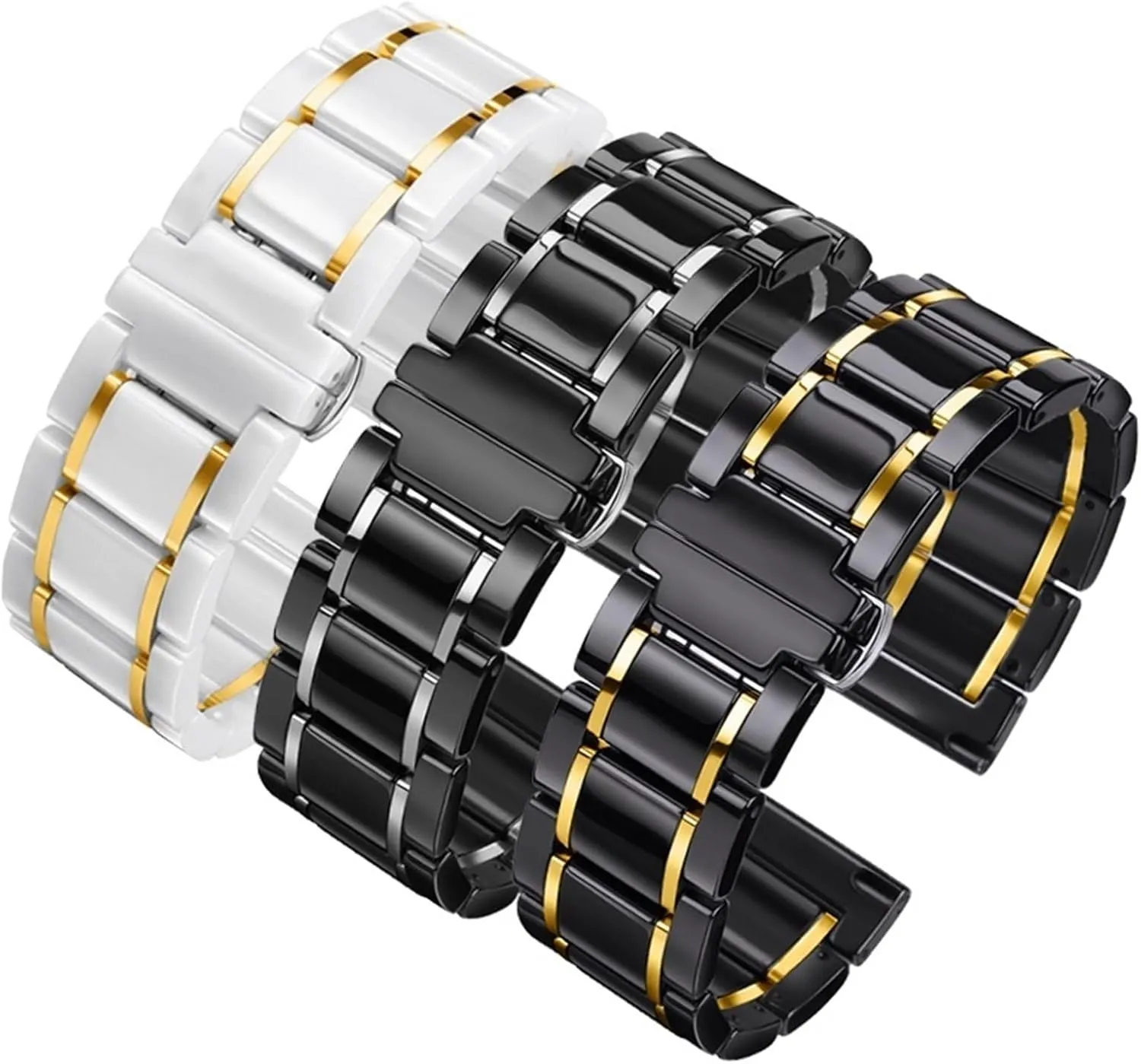 Bands Men Women Universal Wristband Ceramics Stainless Steel Watch Strap shrub Removable Replacement 