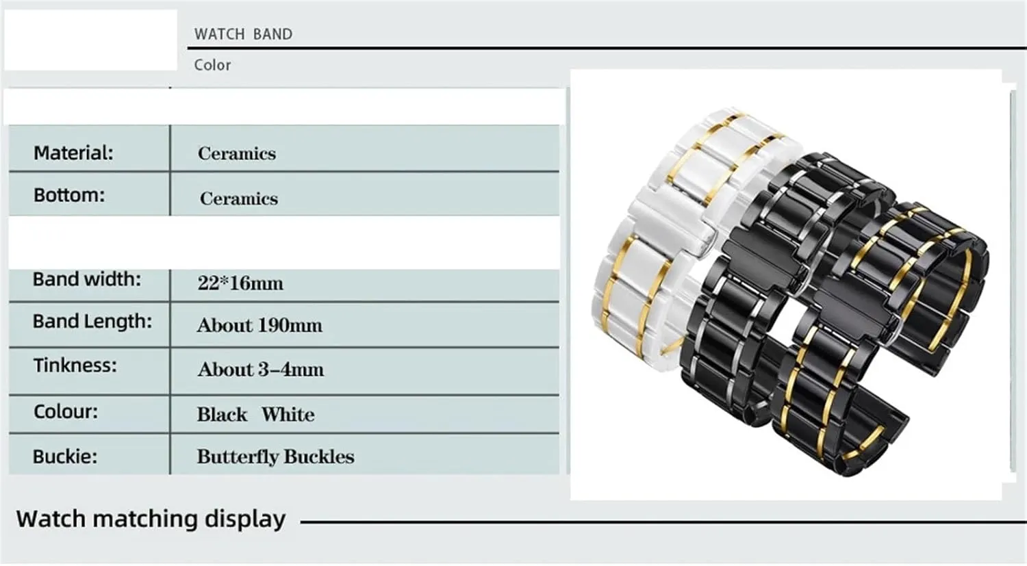 Bands Men Women Universal Wristband Ceramics Stainless Steel Watch Strap shrub Removable Replacement 