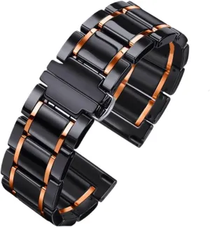 Bands Men Women Universal Wristband Ceramics Stainless Steel Watch Strap shrub Removable Replacement 
