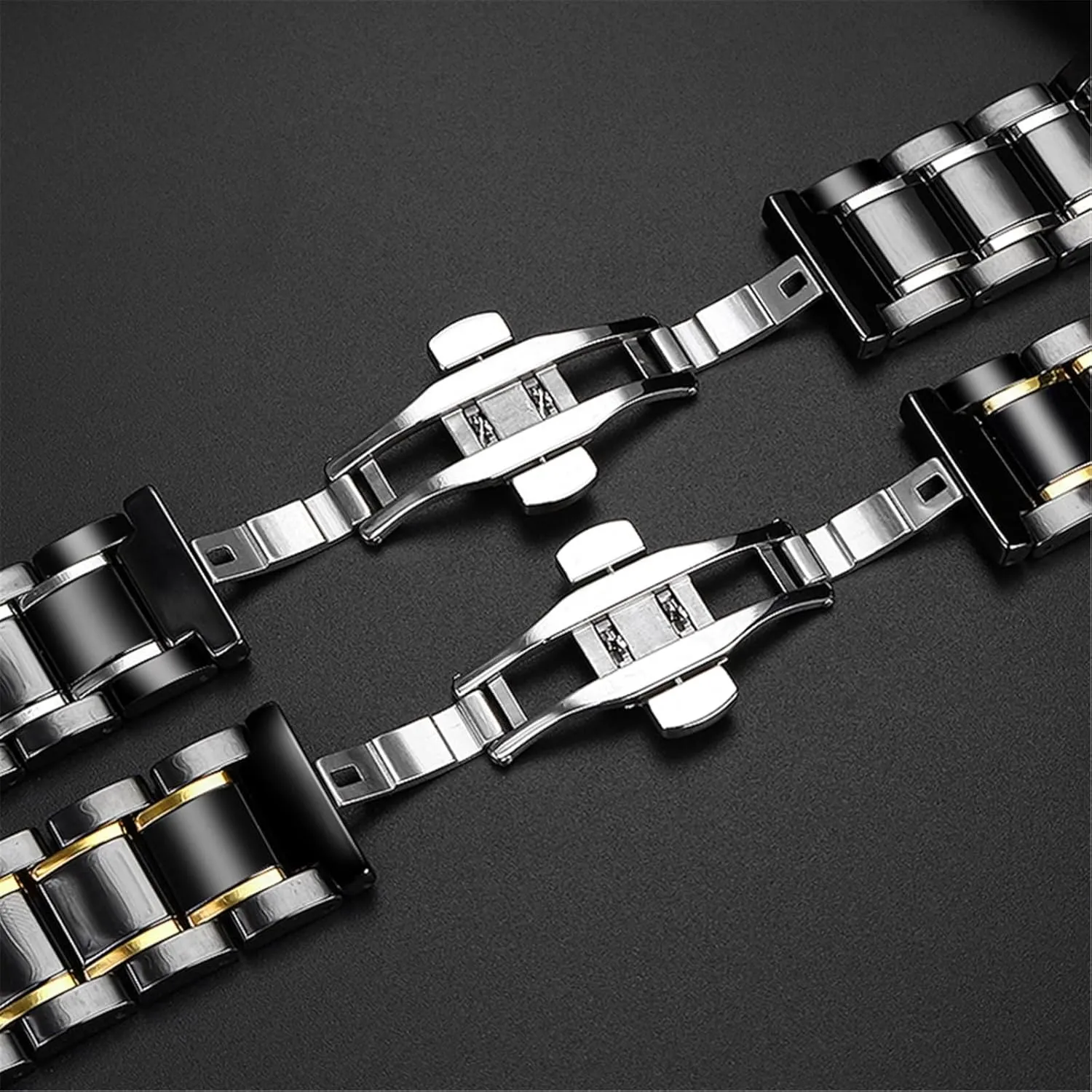 Bands Men Women Universal Wristband Ceramics Stainless Steel Watch Strap shrub Removable Replacement 
