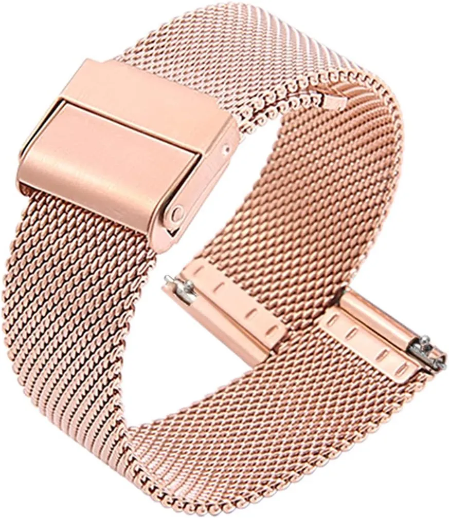 Bands Wristband Belt Compatible with Most Watches,Rose Gold,22mm Ultra Thin Universal Premium Stainless Steel Mesh Metal everyday cop Buckle Watch Straps for Men Women Quick Release Adjustable Mesh Watch 