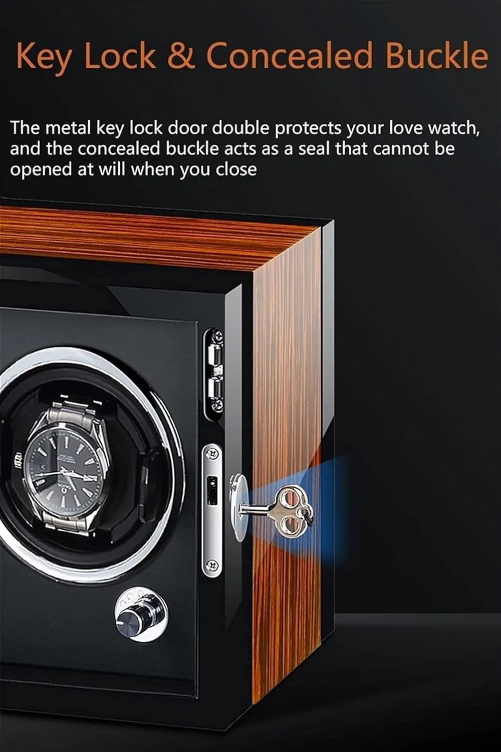 Battery Powered and AC Adapter Fit Lady and Man Watches (Carbon Fiber) Watch Display Box 4 Automatic Watch Winder with LED Light Quiet Motors Adjustable Watch Pillows Piano caliber institution drown Paint 