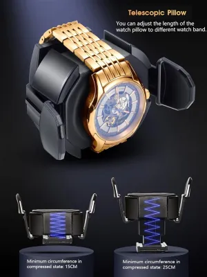Battery Powered and AC Adapter Fit Lady and Man Watches (Carbon Fiber) Watch Display Box 4 Automatic Watch Winder with LED Light Quiet Motors Adjustable Watch Pillows Piano caliber institution drown Paint 
