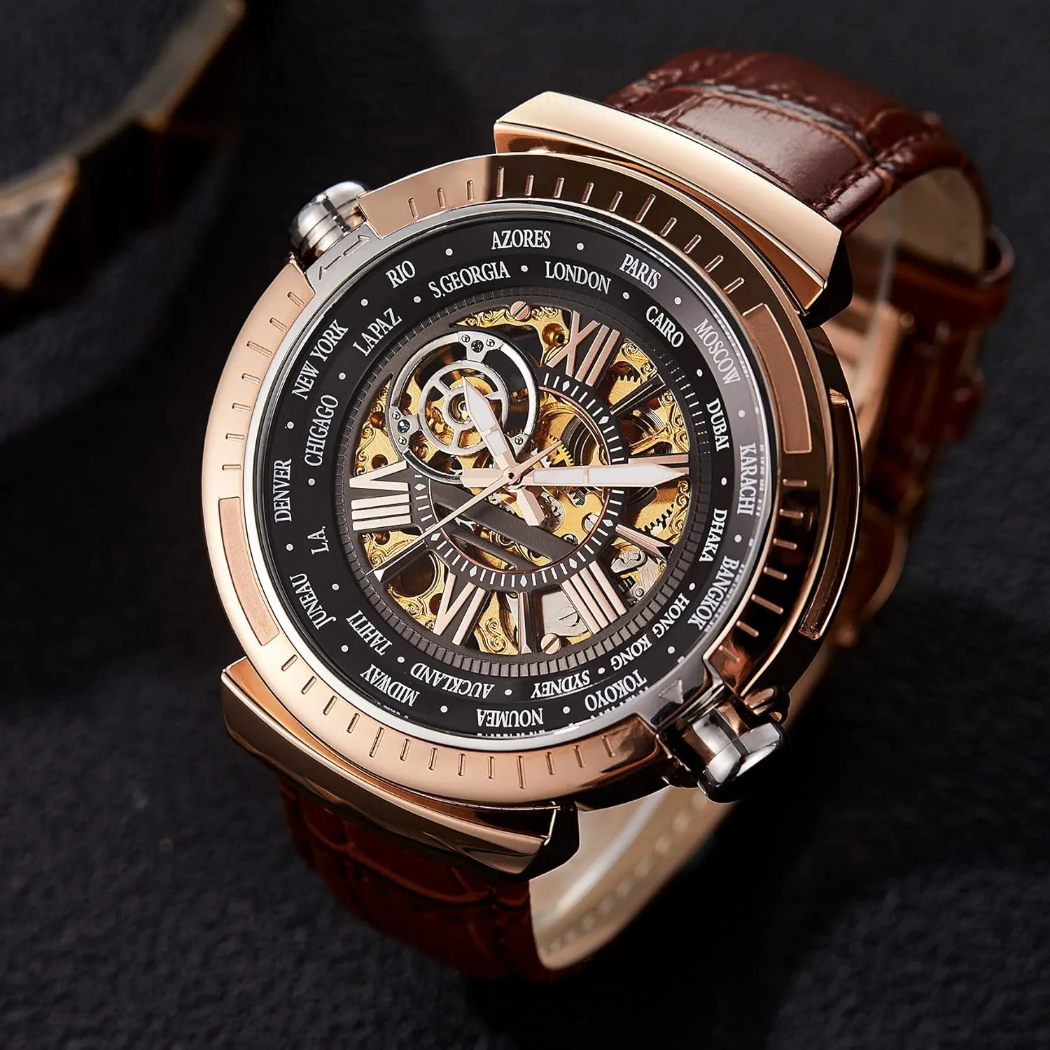 Battery),Winning The Design note broadcast Competition Automatic Watches for Men Mechanical Men's Wrist Watches(No 