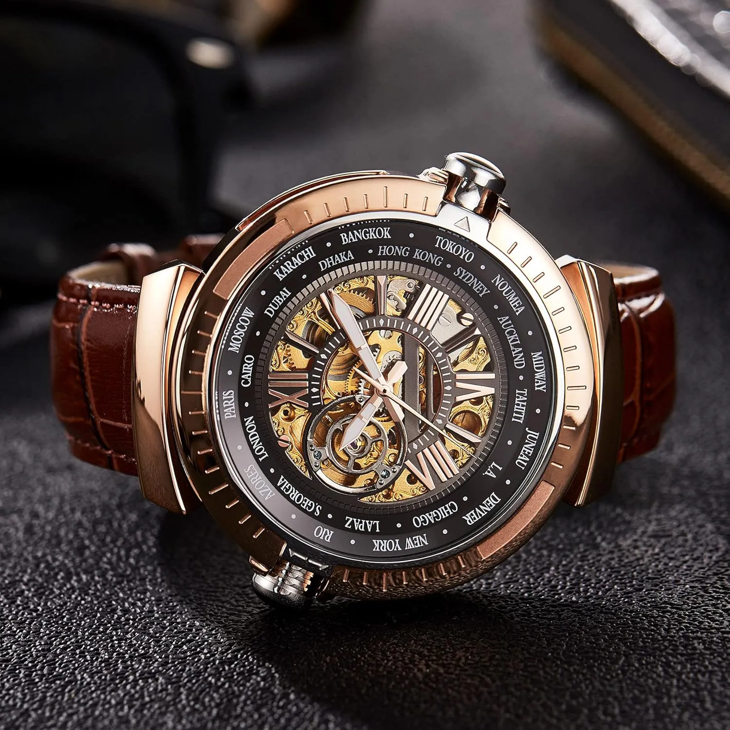Battery),Winning The Design note broadcast Competition Automatic Watches for Men Mechanical Men's Wrist Watches(No 
