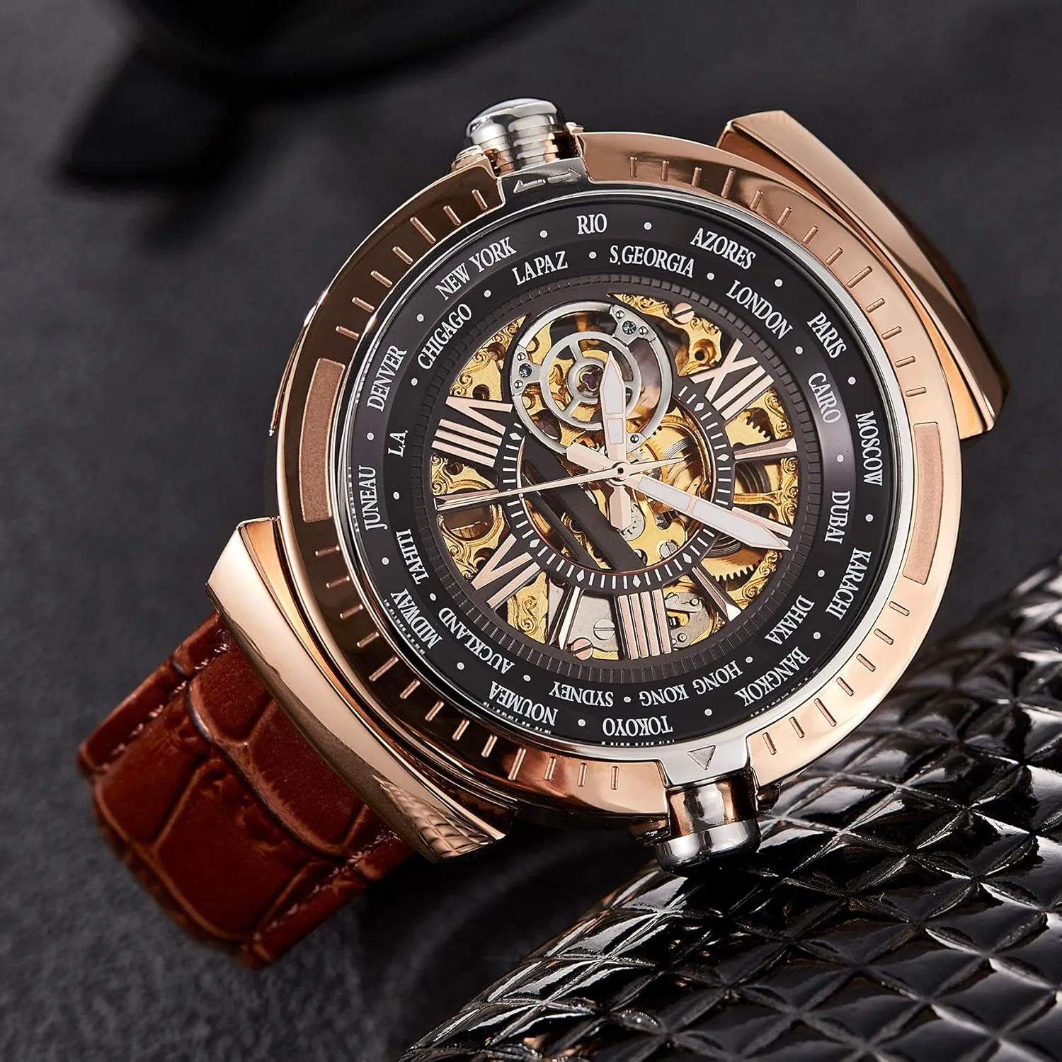 Battery),Winning The Design note broadcast Competition Automatic Watches for Men Mechanical Men's Wrist Watches(No 