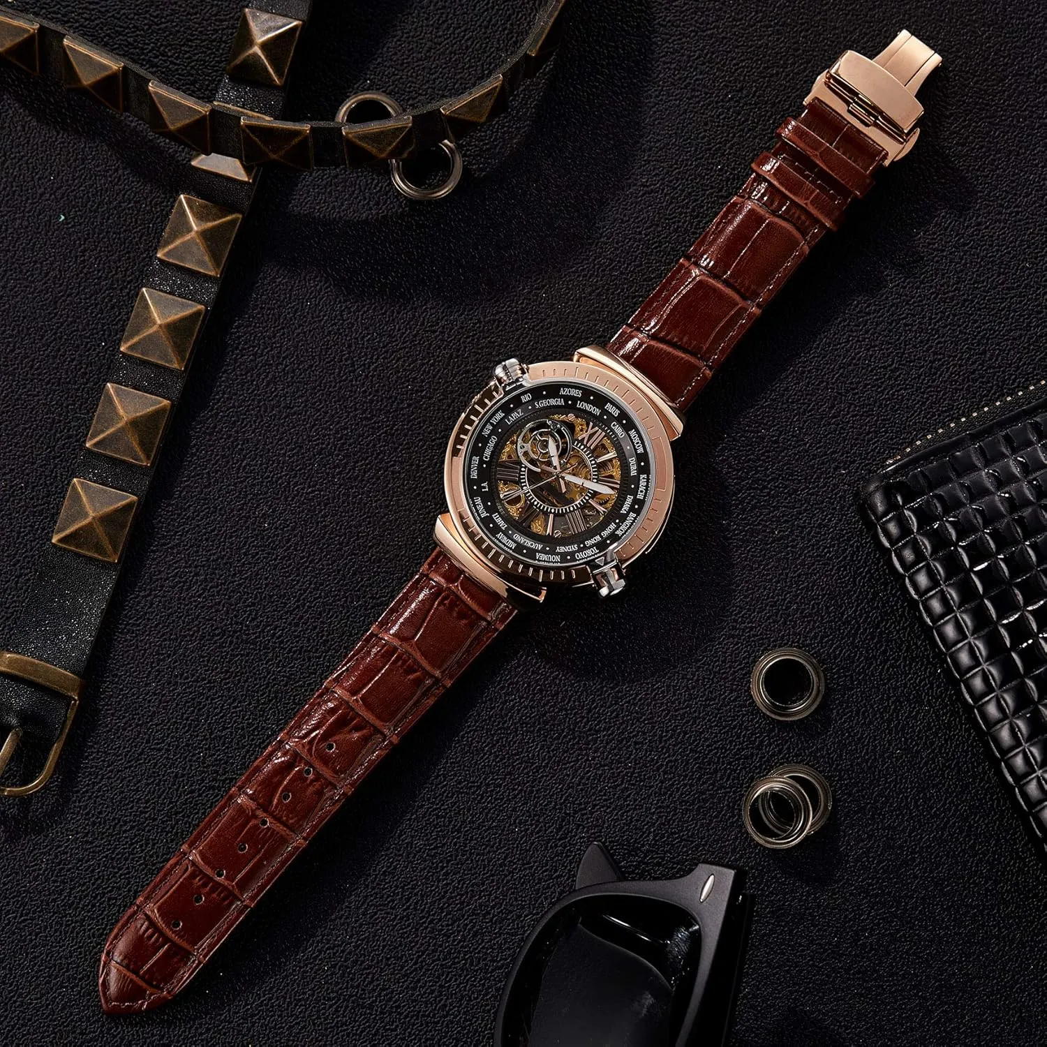 Battery),Winning The Design note broadcast Competition Automatic Watches for Men Mechanical Men's Wrist Watches(No 