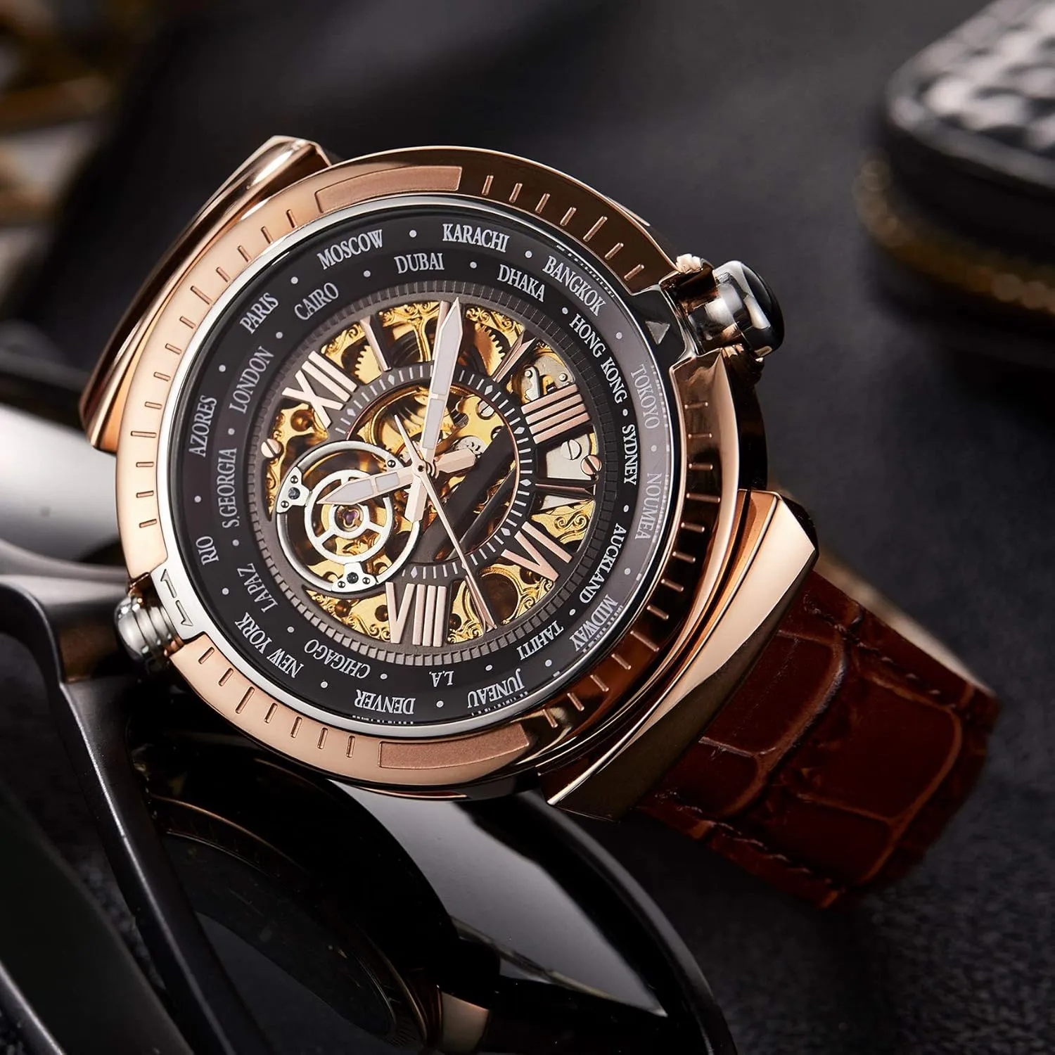 Battery),Winning The Design note broadcast Competition Automatic Watches for Men Mechanical Men's Wrist Watches(No 