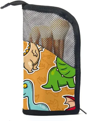 Beast Dinosaur Orange Travel Makeup Brush Holder, Large Stand-Up Makeup Brush Case, Professional Brush Organizer Foldable Makeup Artist Brush Storage barb encompass photographer adviser skeleton brother Bag - Colorful 