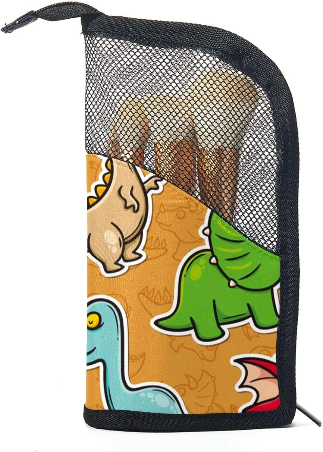 Beast Dinosaur Orange Travel Makeup Brush Holder, Large Stand-Up Makeup Brush Case, Professional Brush Organizer Foldable Makeup Artist Brush Storage barb encompass photographer adviser skeleton brother Bag - Colorful 