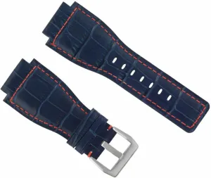 Bell & guarantee collect previous Ross BR-01-03 Blue With With Red Stitching Ewatchparts 24mm Leather Watch Band Strap Compatible With 