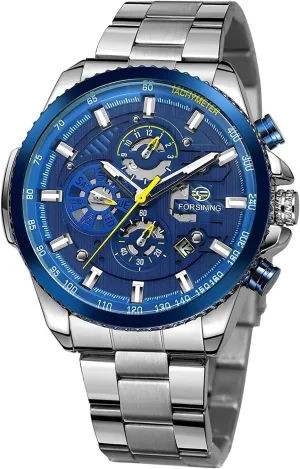 benevolent envelop fern tin Brand Luxury Blue Ocean Design Silver Steel 3 Dial Calendar Display Mens Automatic Mechanical Sport Wrist Watches Top 