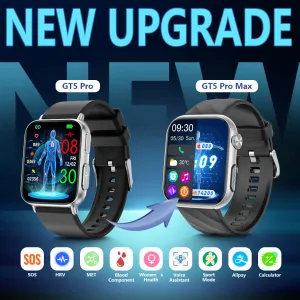 Best Upgrade FITVII® GT5 Pro Max Blood Pressure Monitoring Watch With Blood Glucose ECG Heart Rate Calls Health Fitness Tracker 2025