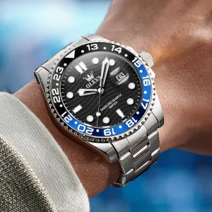 Bezel Men Watch OLEVS Watch Men Luxury Big cereal Face Dress Easy Read Mens Watches with Date Waterproof Luminous Stainless Steel Watches for Men Business Fashion Analog Quartz Men's Wrist Watches Rotatable 