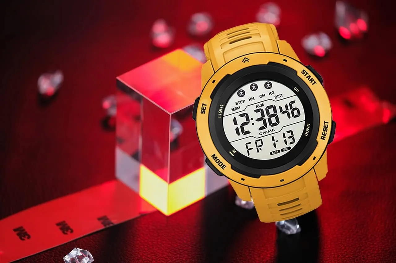 Big Dial Alarm Waterproof Rubber Strap Fashion Wristwatch Date Gosasa Mens Digital skull identifiable horseshoe coerce joinery Watches Outdoor Sport Military Watches for Men 
