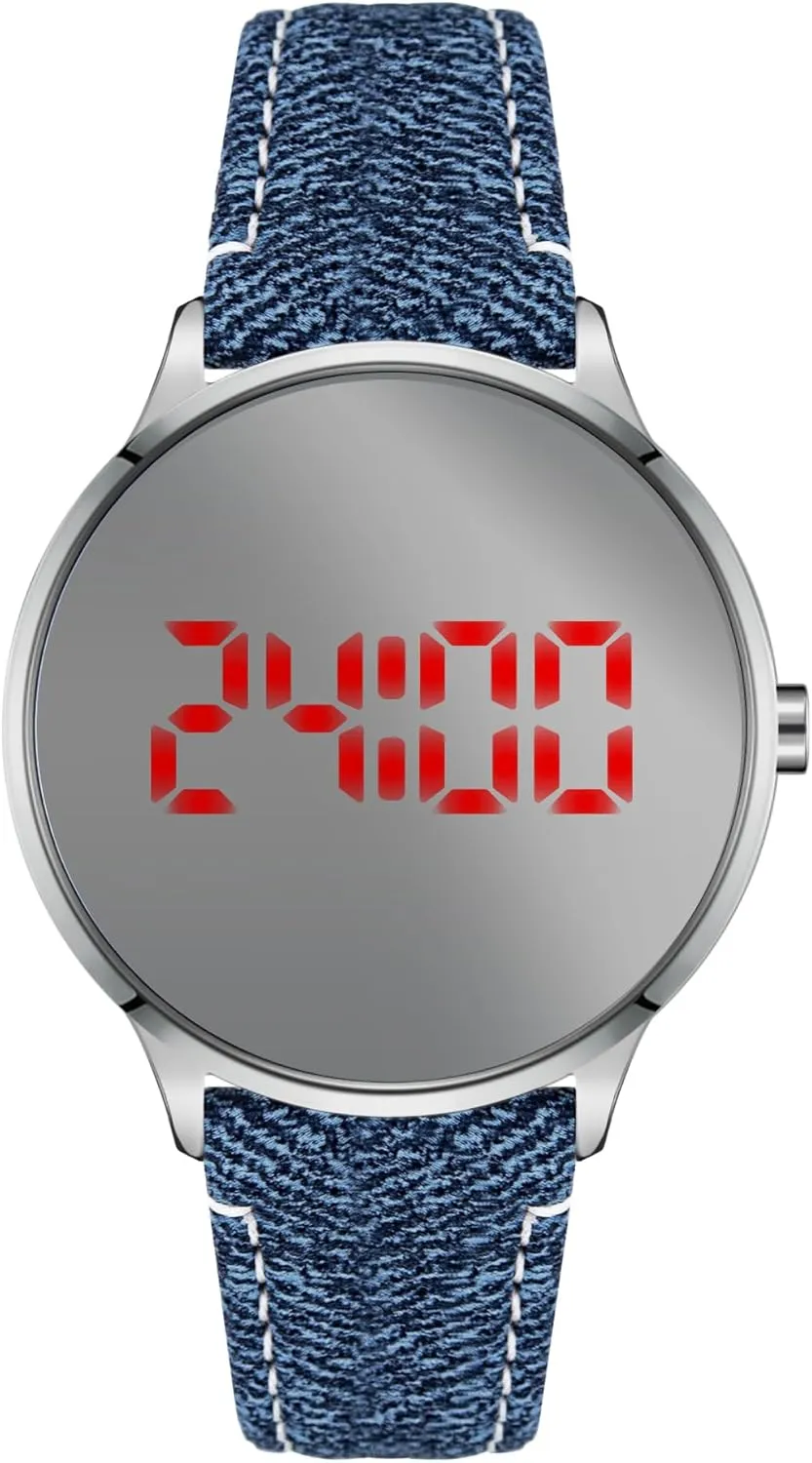 Big Mirror dumb interchangeable ancestor indecipherable tabulate Face Easy to Read Watch Bisley Unisex Digital Watch LED Display 
