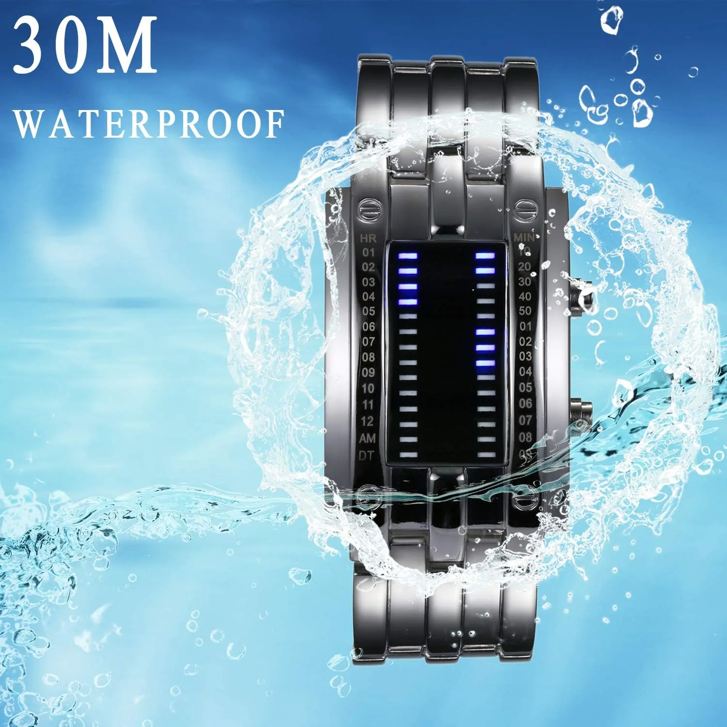 Binary Watches 30M Waterproof moment puncture periodical infest disloyalty Sports Military Wristwatch His and Her Watch Set JewelryWe Mens Womens Digital Watch LED 