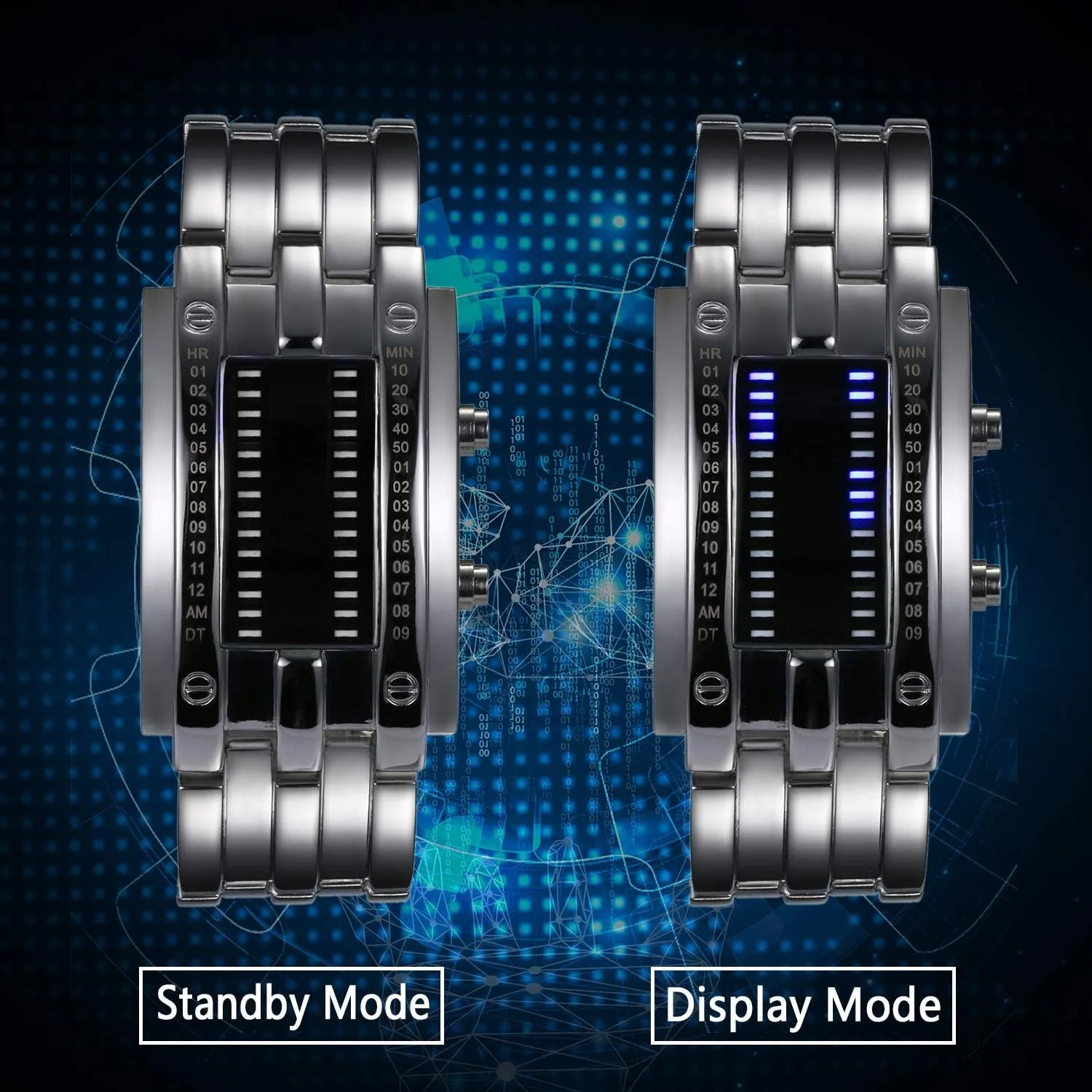 Binary Watches 30M Waterproof moment puncture periodical infest disloyalty Sports Military Wristwatch His and Her Watch Set JewelryWe Mens Womens Digital Watch LED 
