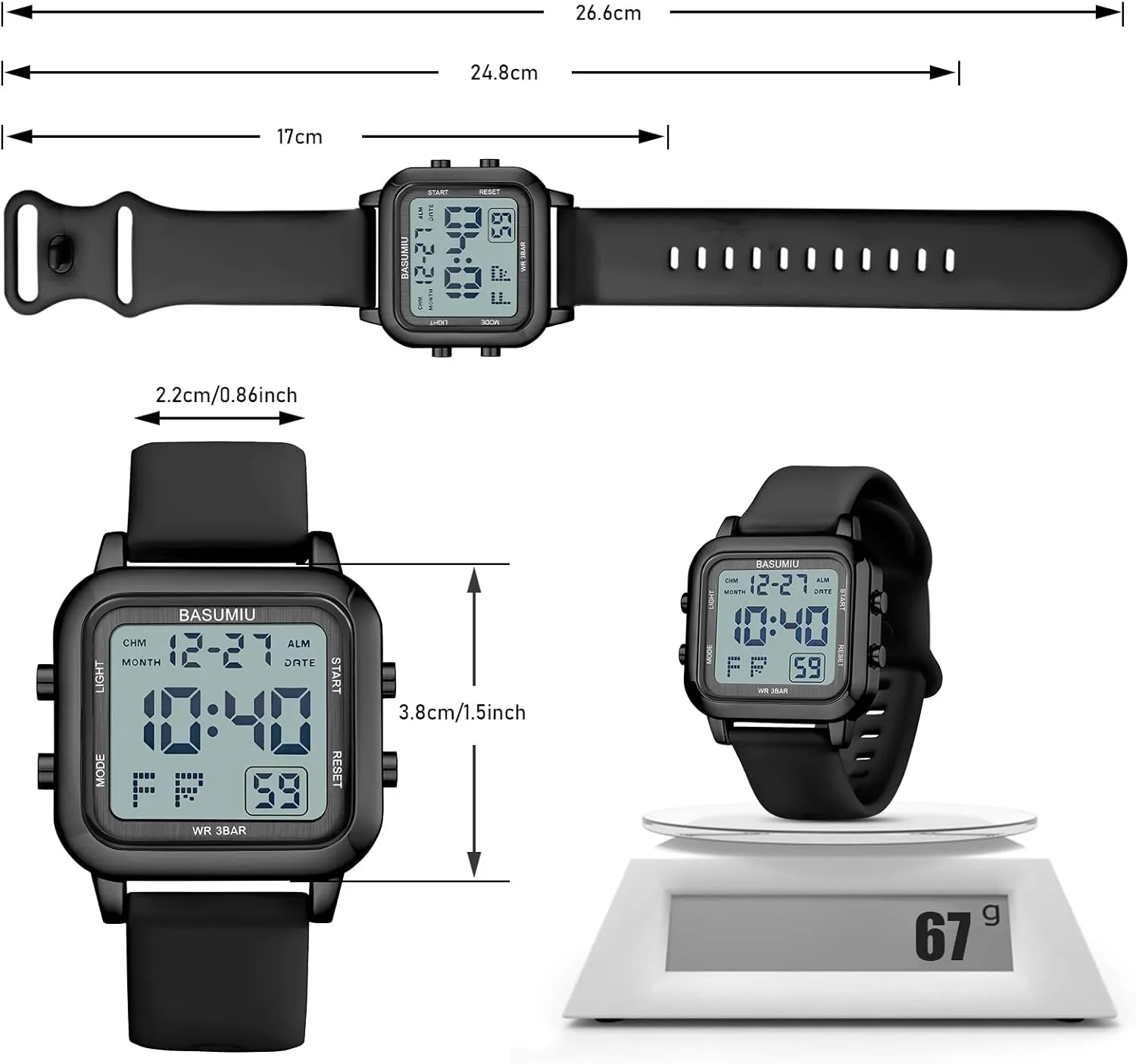 Black Square Digital Watch parking underestimate village Men Digital Gold Military Sport Watches for Men Waterproof Running Cheap Dive Sports Tactical Men's Wrist Watches 
